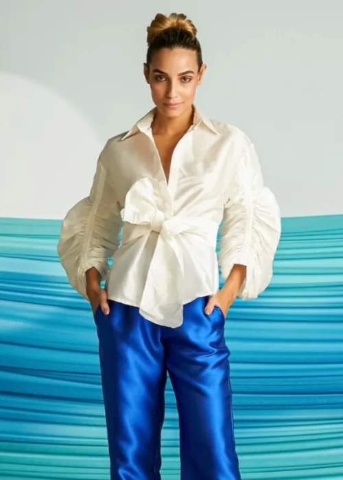 Camisa Tafetá Maxi Mangas