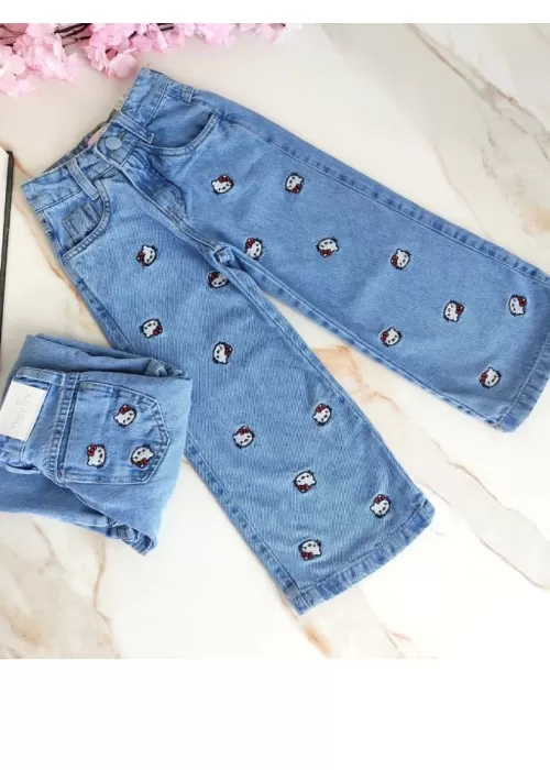 Wide Leg Bordada Hello Kitty MK001