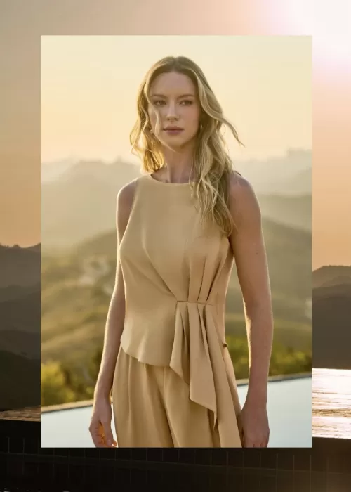 Blusa Pregas Laterais Bege Sugar