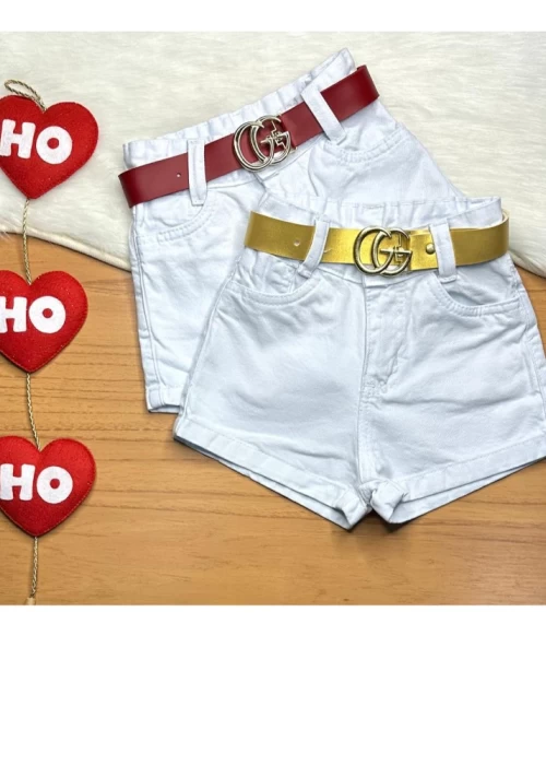 Short Branco com Cinto LA001