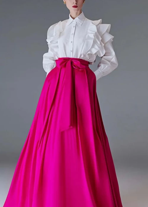 Saia Longa Pregas Amarração Cintura