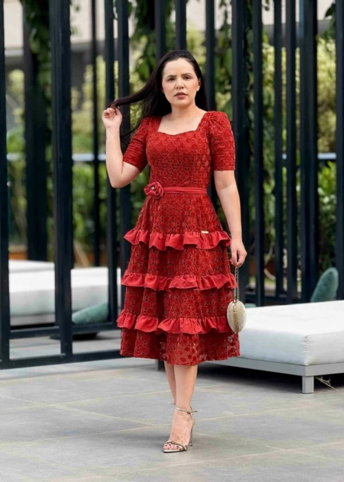 VESTIDO RENDA BABADO RP 000198