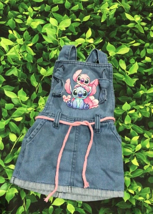Jardineira Baby Jeans Stitch