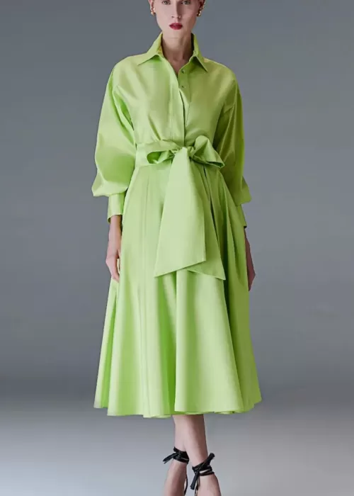 Saia Midi Pregas Amarração Cintura