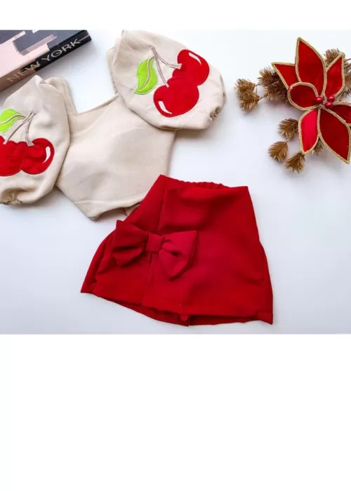 Conjunto Cereja / Flor JC001