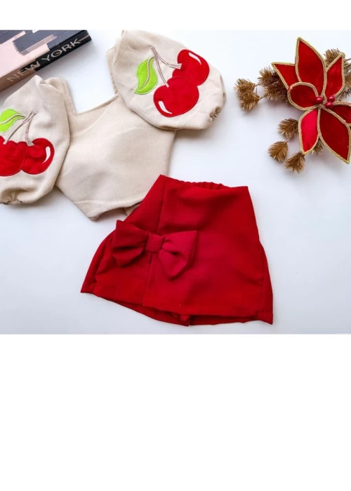 Conjunto Cereja / Flor JC001